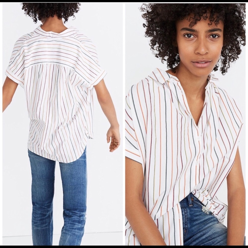 MADEWELL Central shirt in Sadie Stripe.